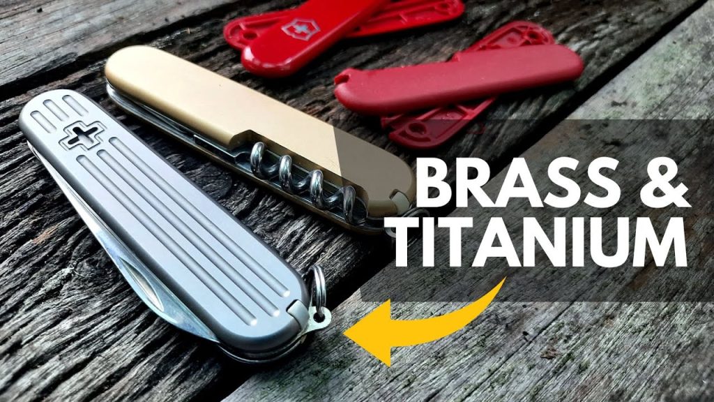Swiss Army Knife Brass and Titanium Scale Swaps